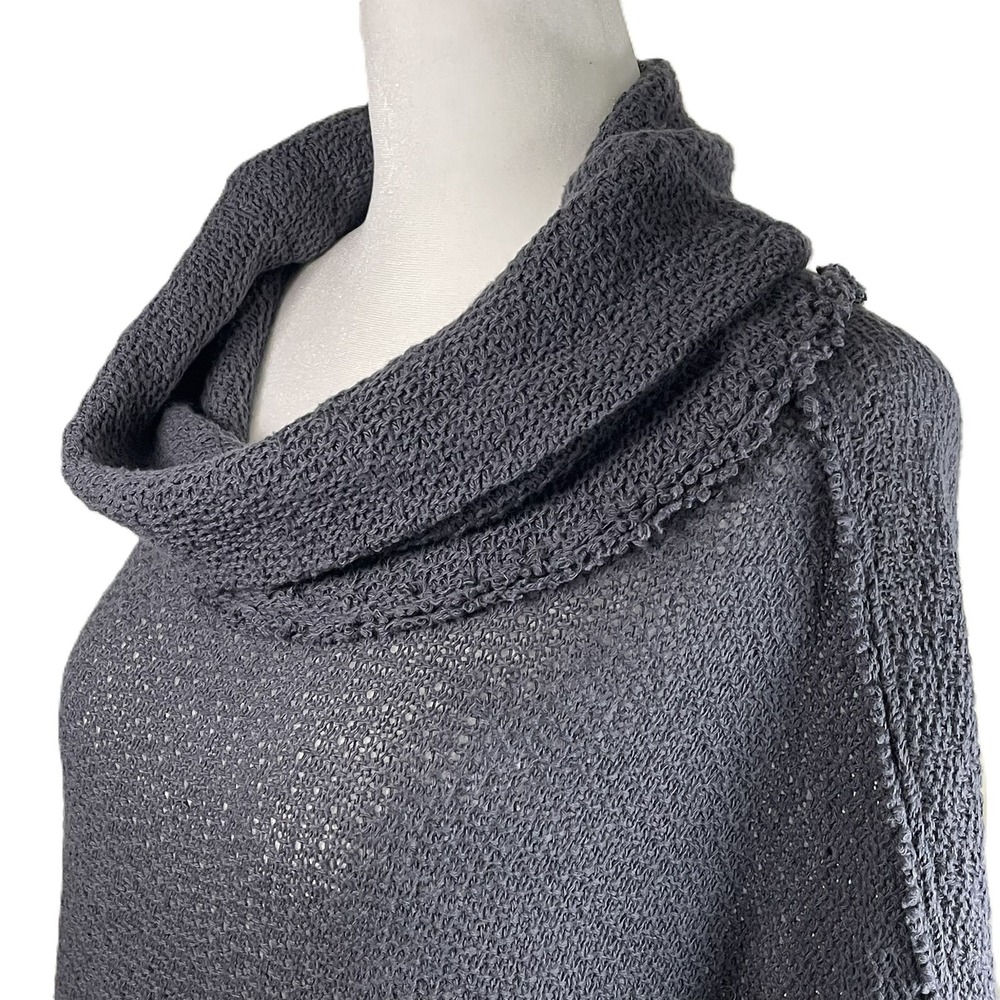 We The Free XS So Comfy Tee Sweater Charcoal Gray Knit Cowl Neck Slouchy Top - Picture 6 of 14